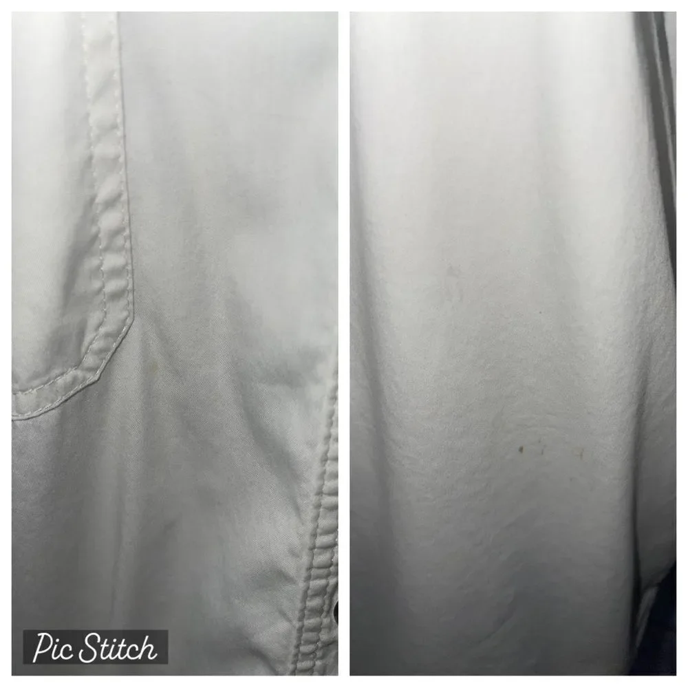 Lafayette 148 white button down shirt pockets 3/4 sleeve roll tab - Picture 6 of 13